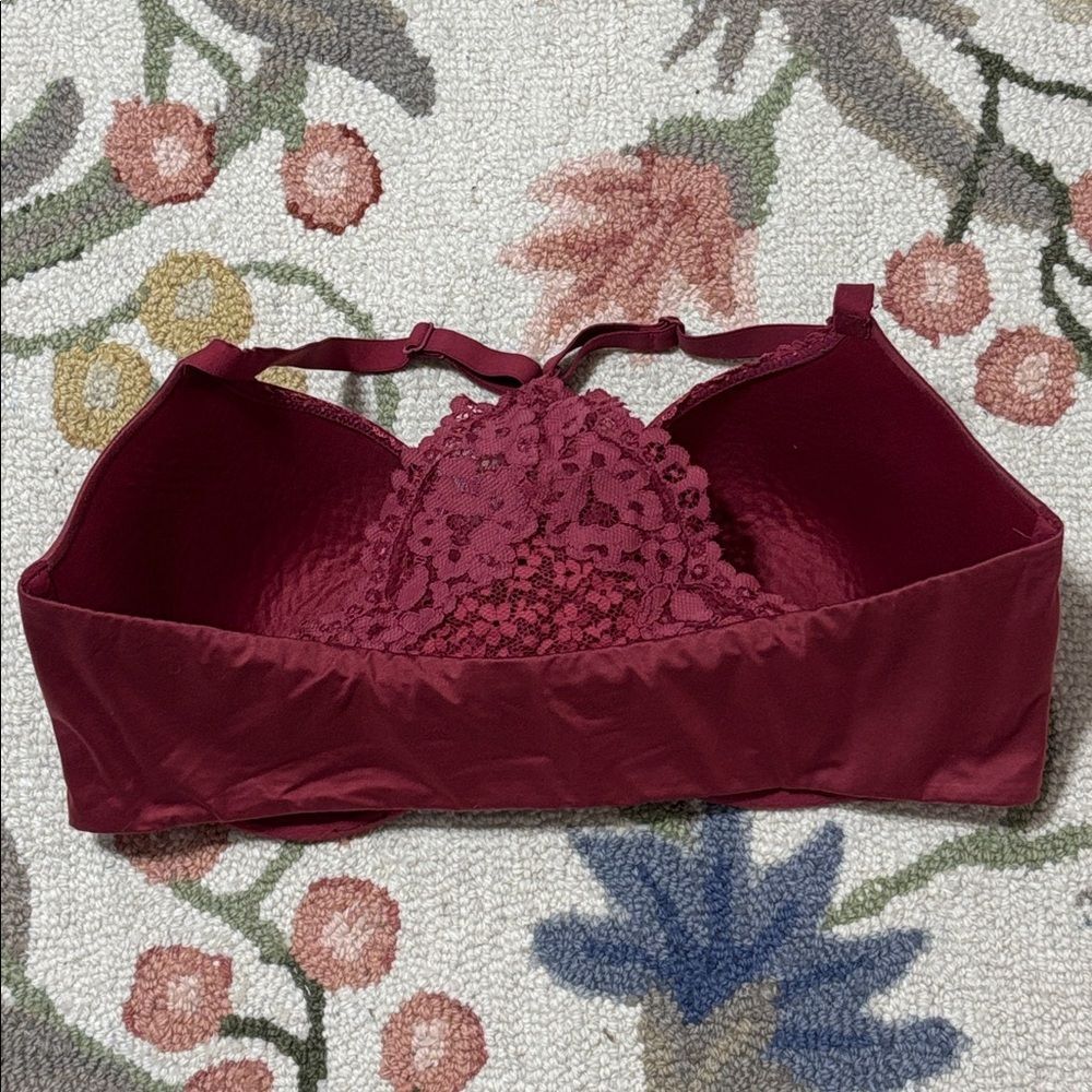 Victoria's Secret Body by Demi Deep Red Lace Racerback Bra, front hook, 38DD - Picture 3 of 6